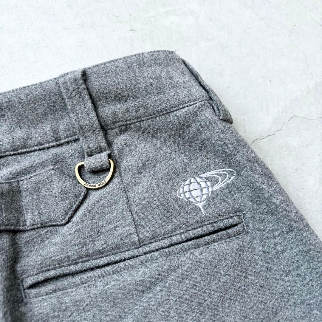 BEAMS GOLF ビームスゴルフ ロングパンツ 表微起毛 ロゴ グレー S