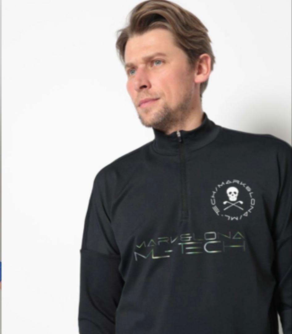 【新品】マークアンドロナ　長袖シャツ　モックネック　メンズ　接触冷感　黒