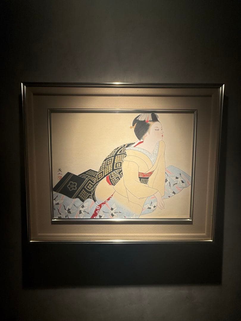 肉筆日本画【美人画】直筆サインあり　作者不詳