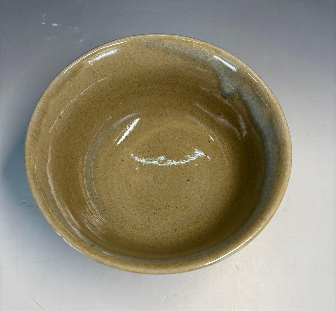 【中古品】膳所焼　色絵八ツ橋茶碗（共箱）USED〈税込•送料込〉