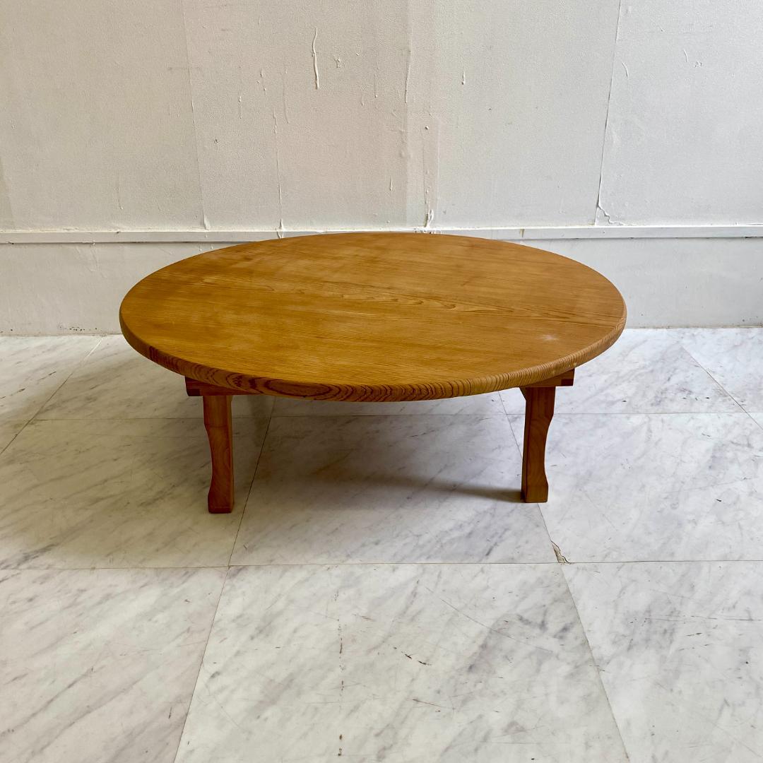 昭和レトロ 木製 丸ちゃぶ台 折りたたみ式｜ローテーブル 古道具 和家具