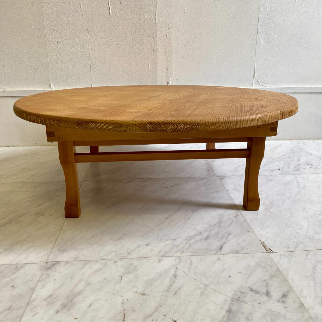 昭和レトロ 木製 丸ちゃぶ台 折りたたみ式｜ローテーブル 古道具 和家具