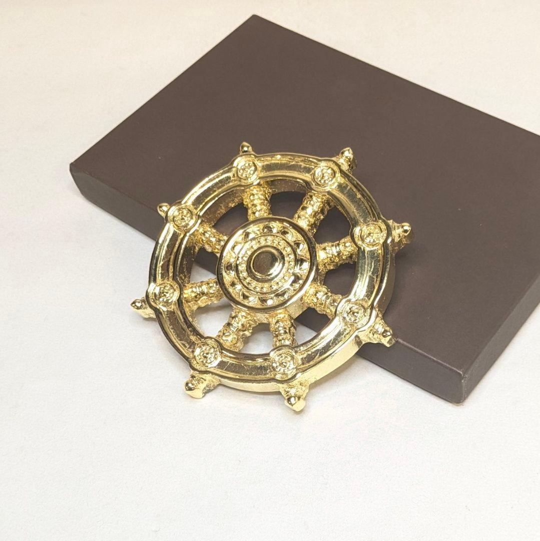 【セール・新品】 輪宝　木製　約12.4cm　4寸　金箔　宗派紋　定紋　法輪