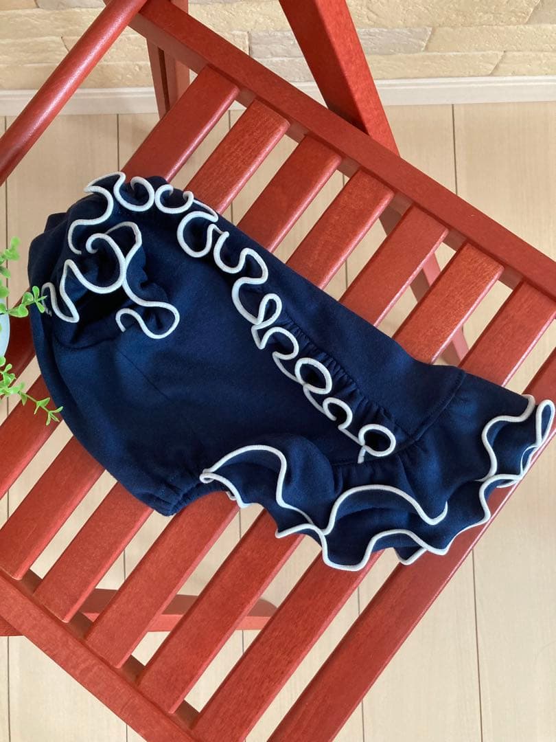 犬服 ハンドメイド   スタイリッシュドレス 紺