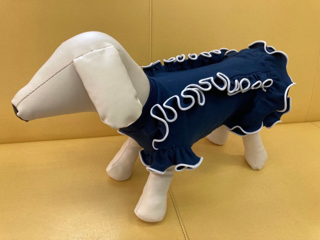 犬服 ハンドメイド   スタイリッシュドレス 紺