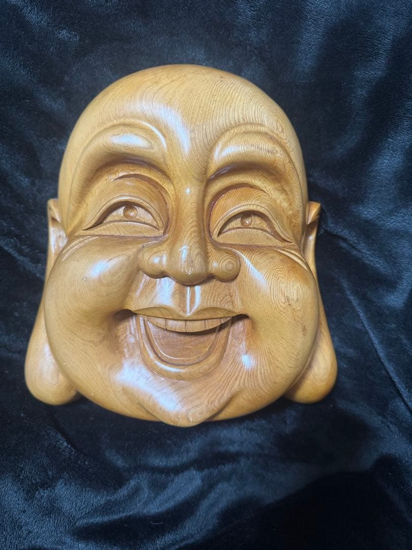 木製 笑顔の仏像 能面