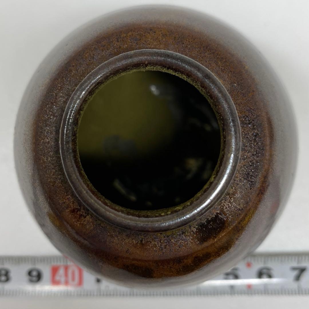 ☆茶3笹山登古造　高取茄子茶入　高さ7.5cm 共箱　東N7-1010①