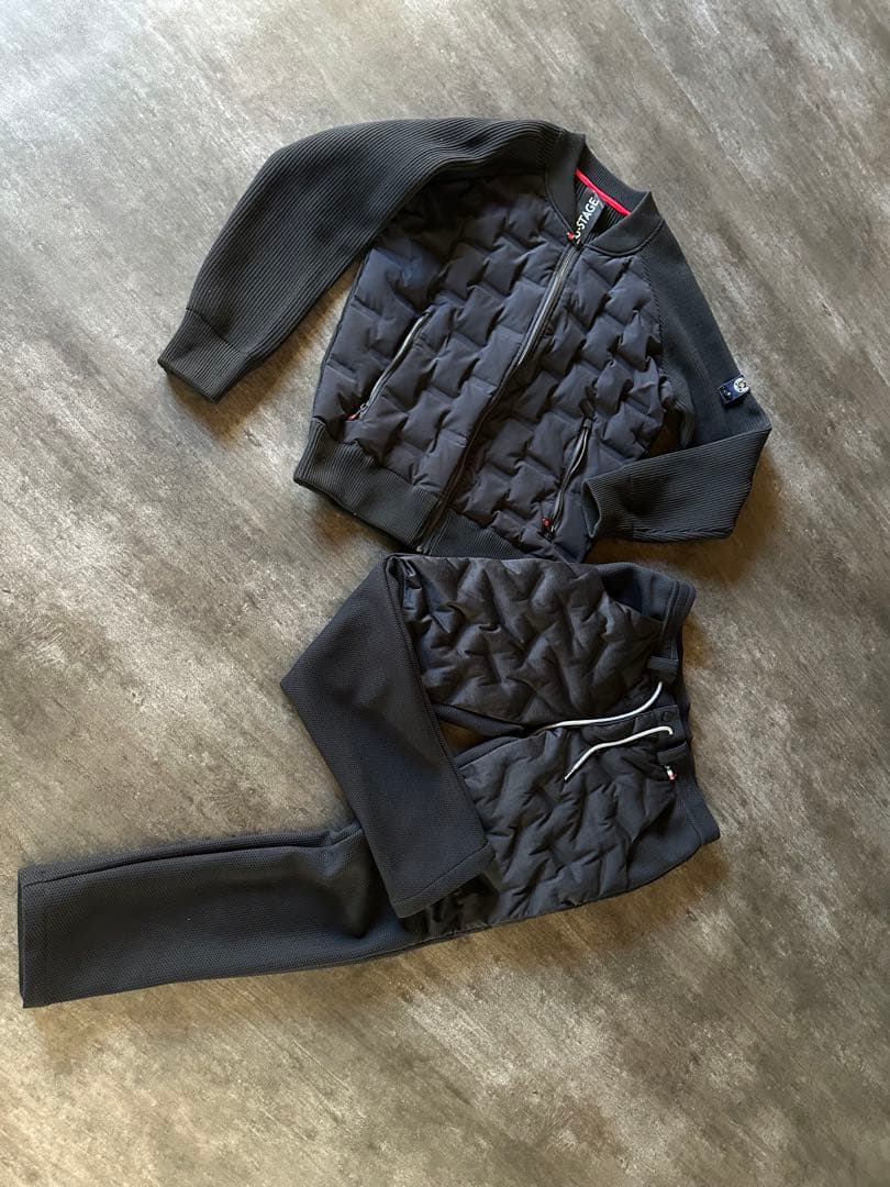 ブラック キルティング ジャケット パンツ セット