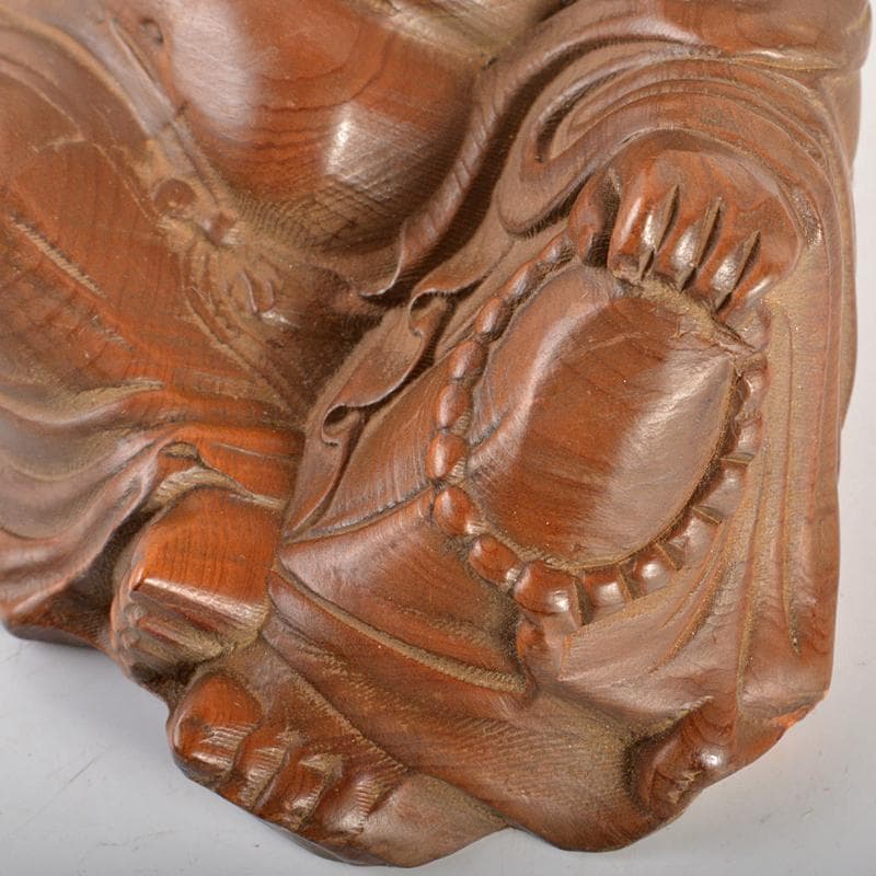 中国　唐木黄楊木彫刻　布袋座像　置物　C　R6716E