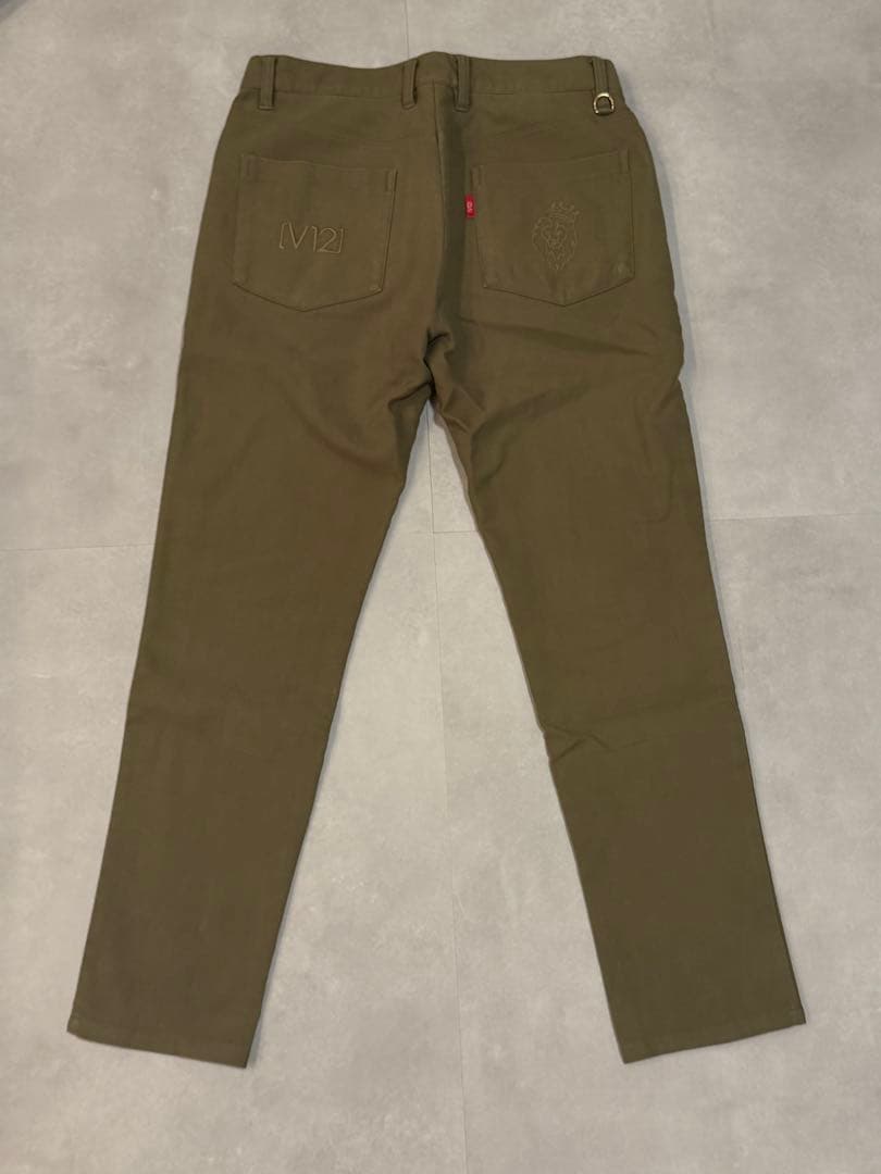 V12 オリーブ スリムフィットパンツ