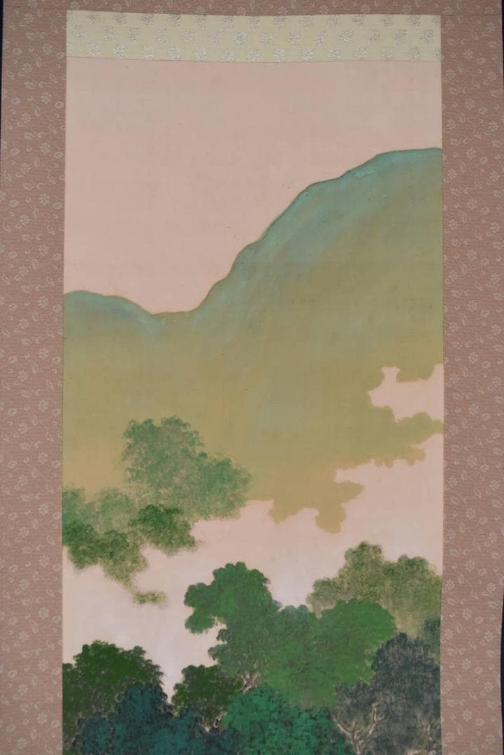 【真作】龍岳/青緑閑居農夫之図/掛軸/名家伝来/AA-913