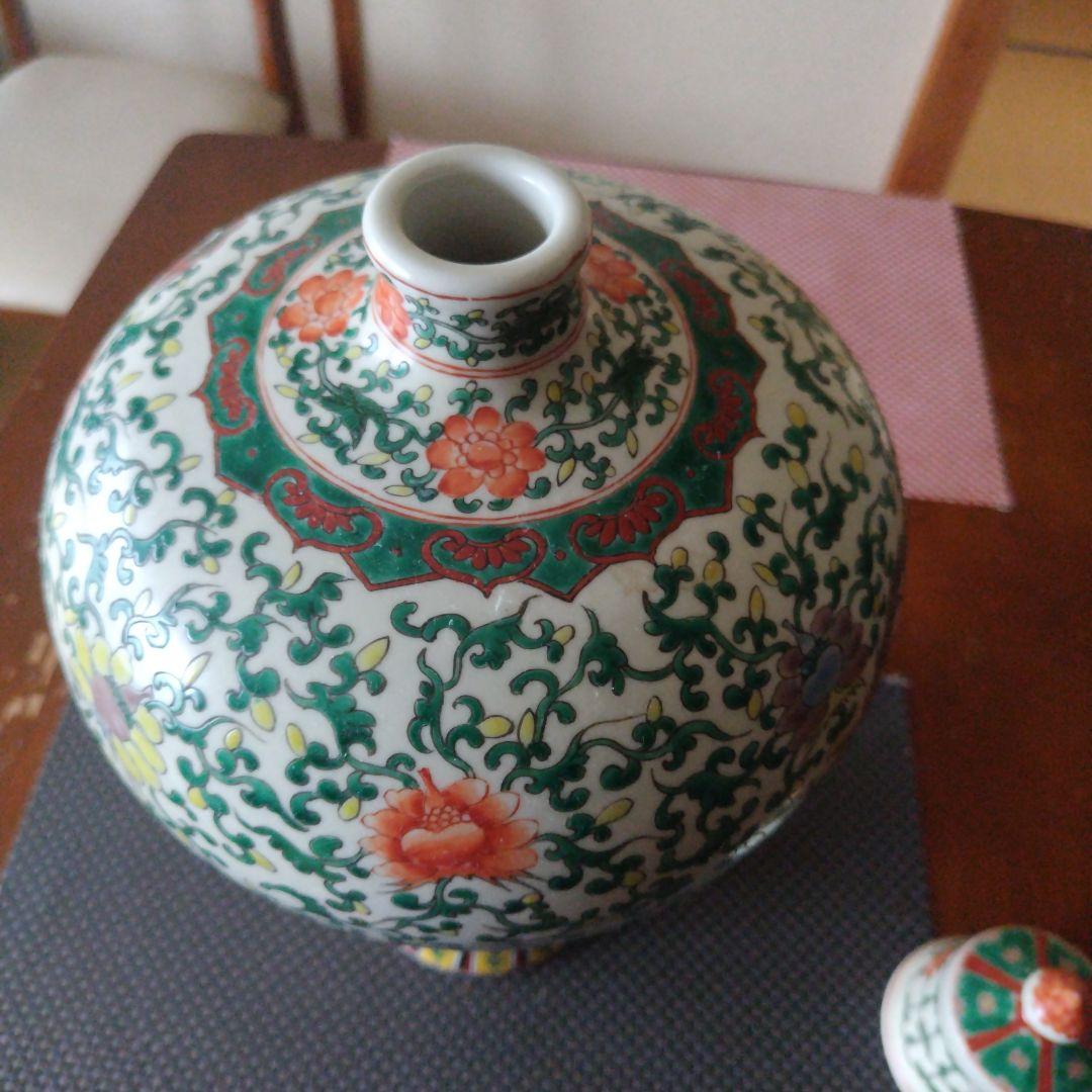 康熙年製紅綠彩龍鳳紋梅瓶古董品時代物