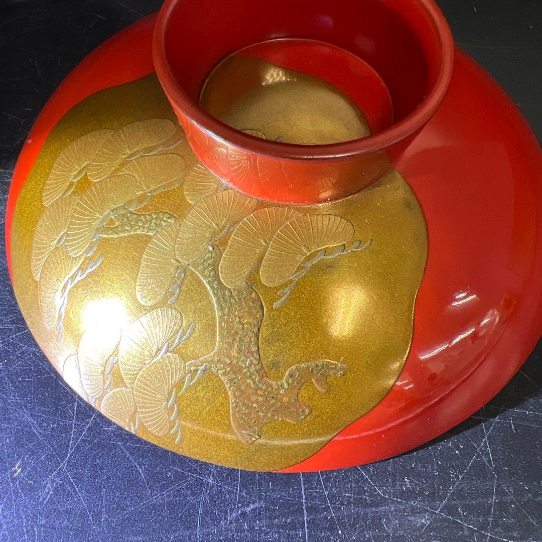 上手　盛蒔絵盃一対　木箱付　直径9.8㎝　東Y7-1125☆2F