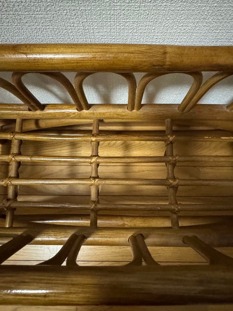 ヴィンテージ　ラタン　籐　ラック　フラワースタンド マガジンラック 昭和レトロ