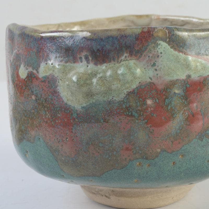 茶道具　琉球焼　壺屋焼　小橋川仁王造　茶碗　共箱　V　9832