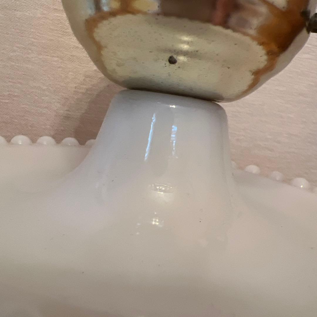 ビンテージランプ　ミルクガラス　ホブネイル　ゴールド