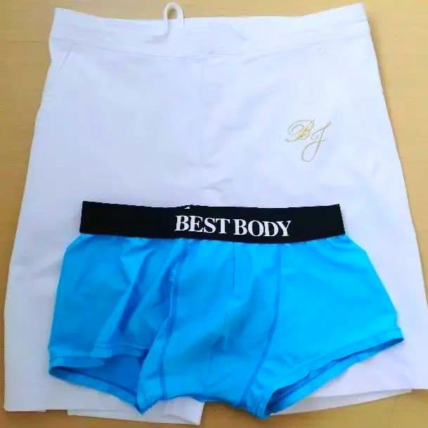 BEST BODY トレーニングショーツセット　Lサイズ　青色　白色