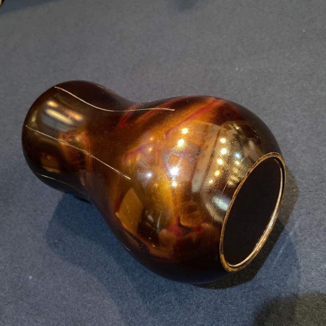 「高岡銅器」の『瓢型 紫銅 花瓶』【凰山】(造)共箱　花器　花入　花瓶