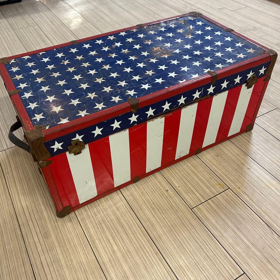 アメリカン　ヴィンテージ　家具　アメリカ国旗　星条旗　トランク　ボックス