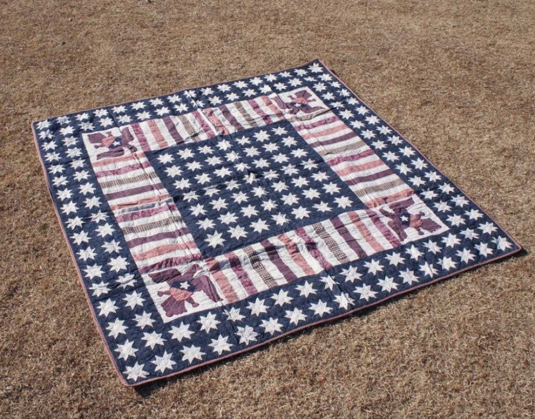 ヴィンテージ 星条旗　キルト　アンティーク