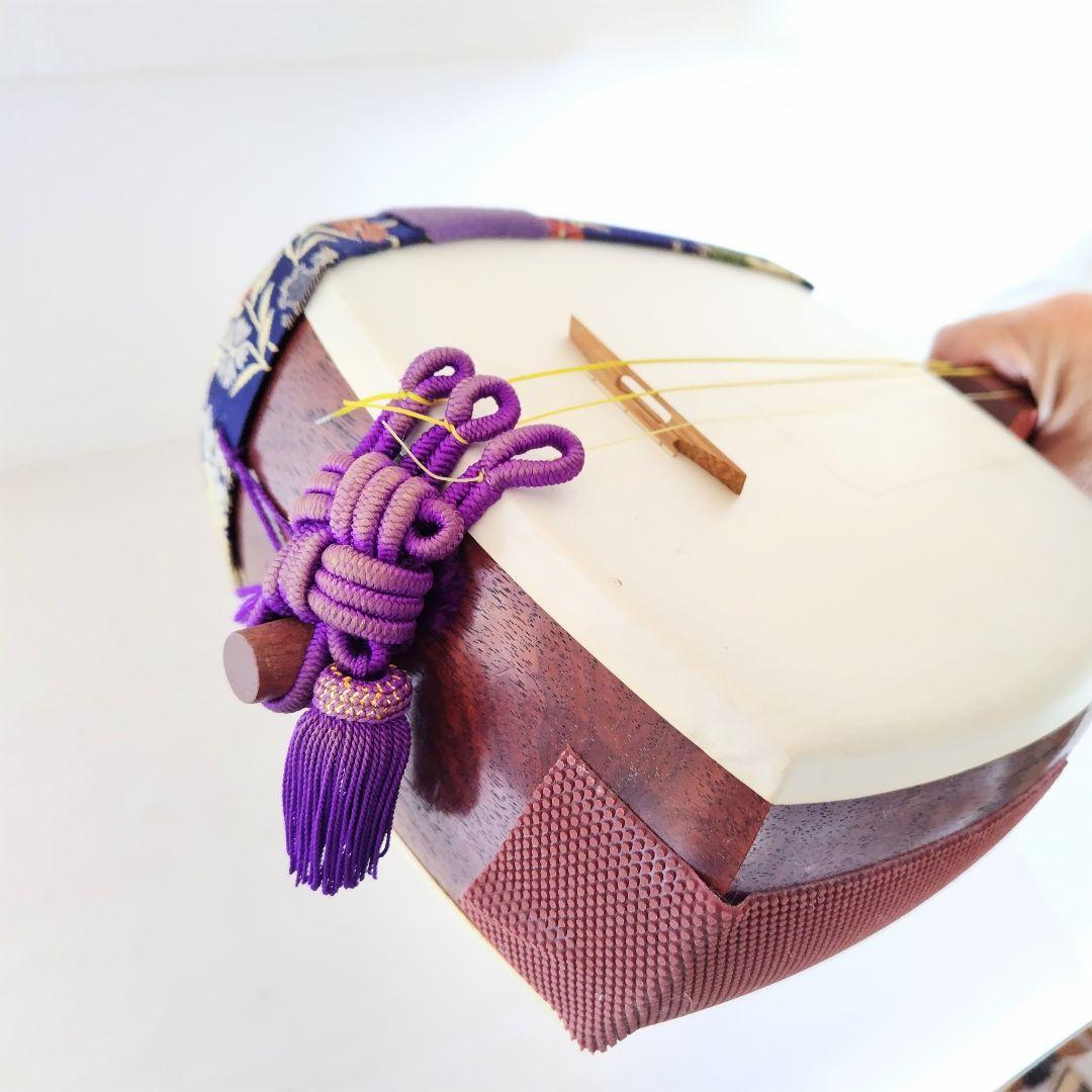 訳有り[破れ]三味線　花梨　民謡　長唄用　ハードケース付き