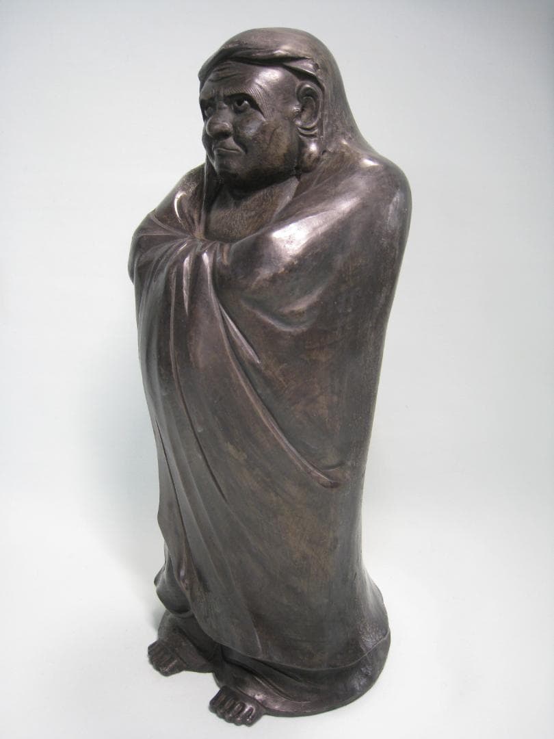 備前焼　　【青備前達磨立像】稀少な青備前