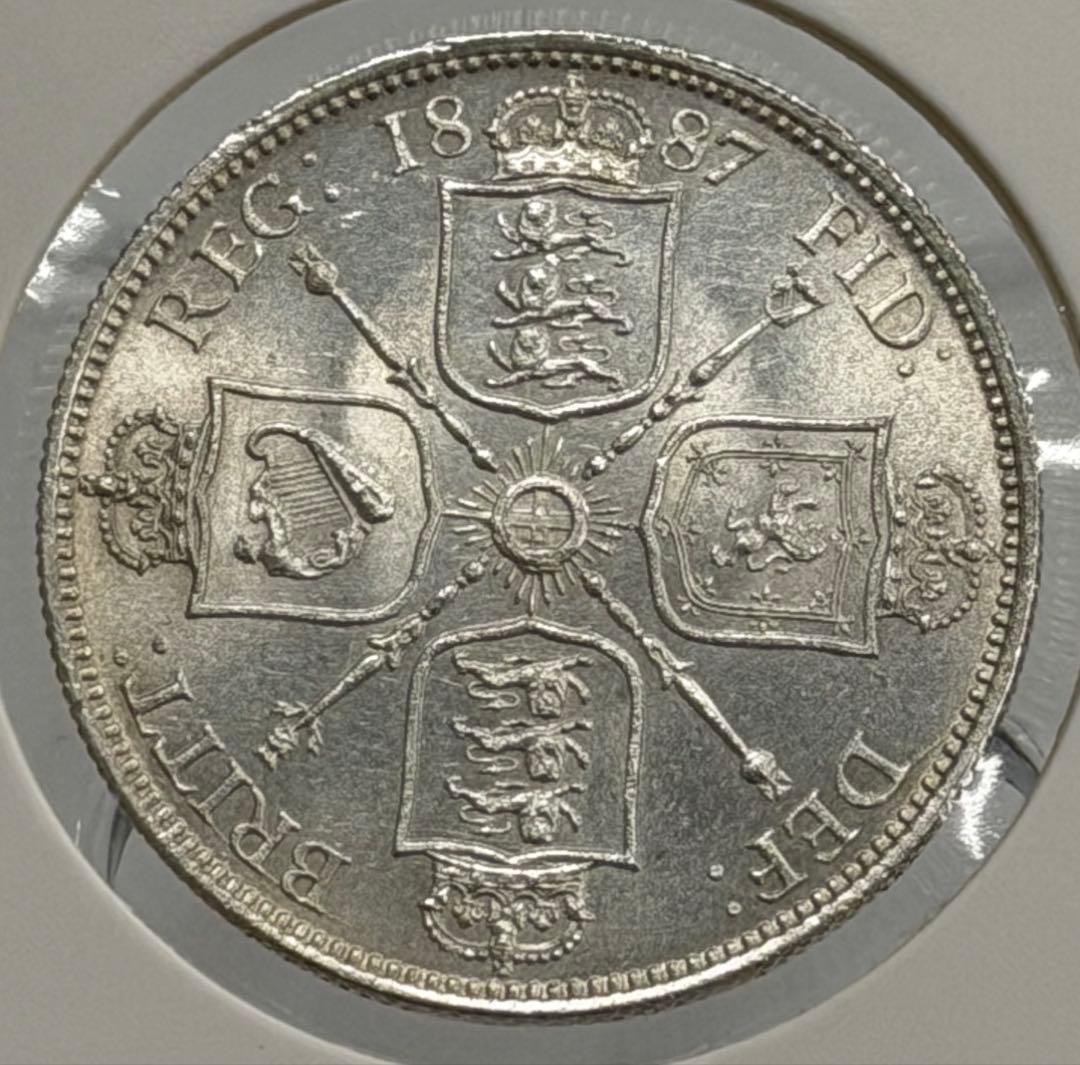 1887年 ヴィクトリア ジュビリーヘッドハーフクラウン銀貨ハイグレード