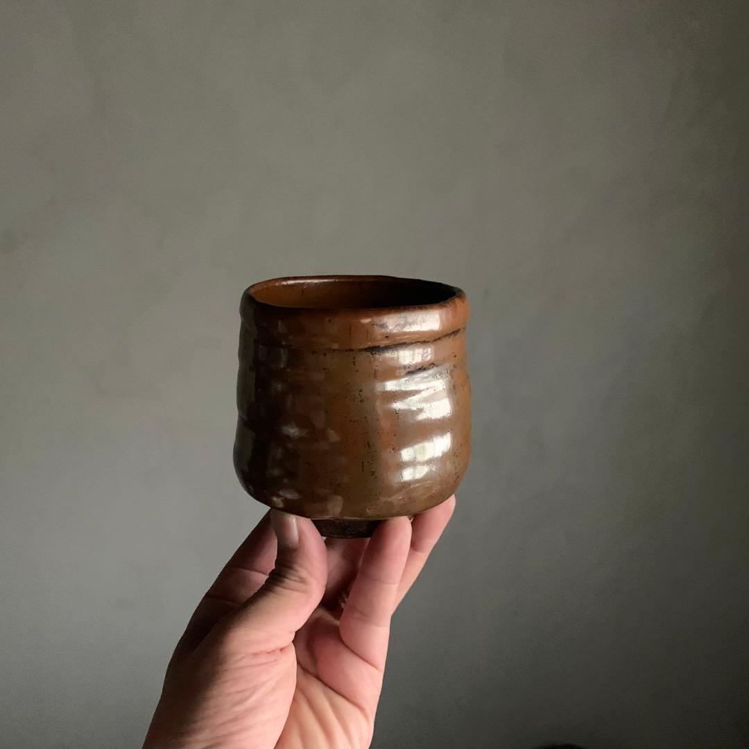 鉄釉 筒茶碗 古美術 古道具 アンティーク 茶道具 茶碗