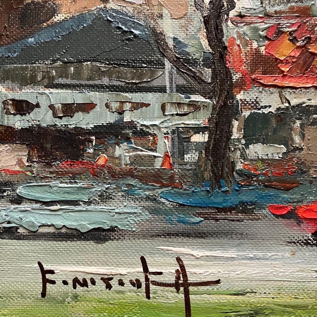 西岡清史　御堂筋にて　大阪　油彩　油絵　額なし