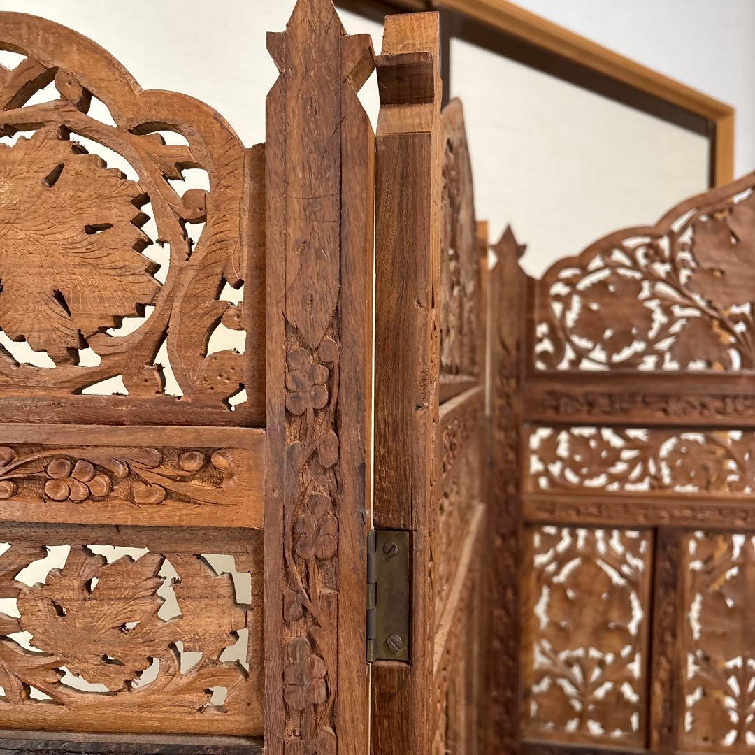 木製彫刻パーテーションアジアンスタイル