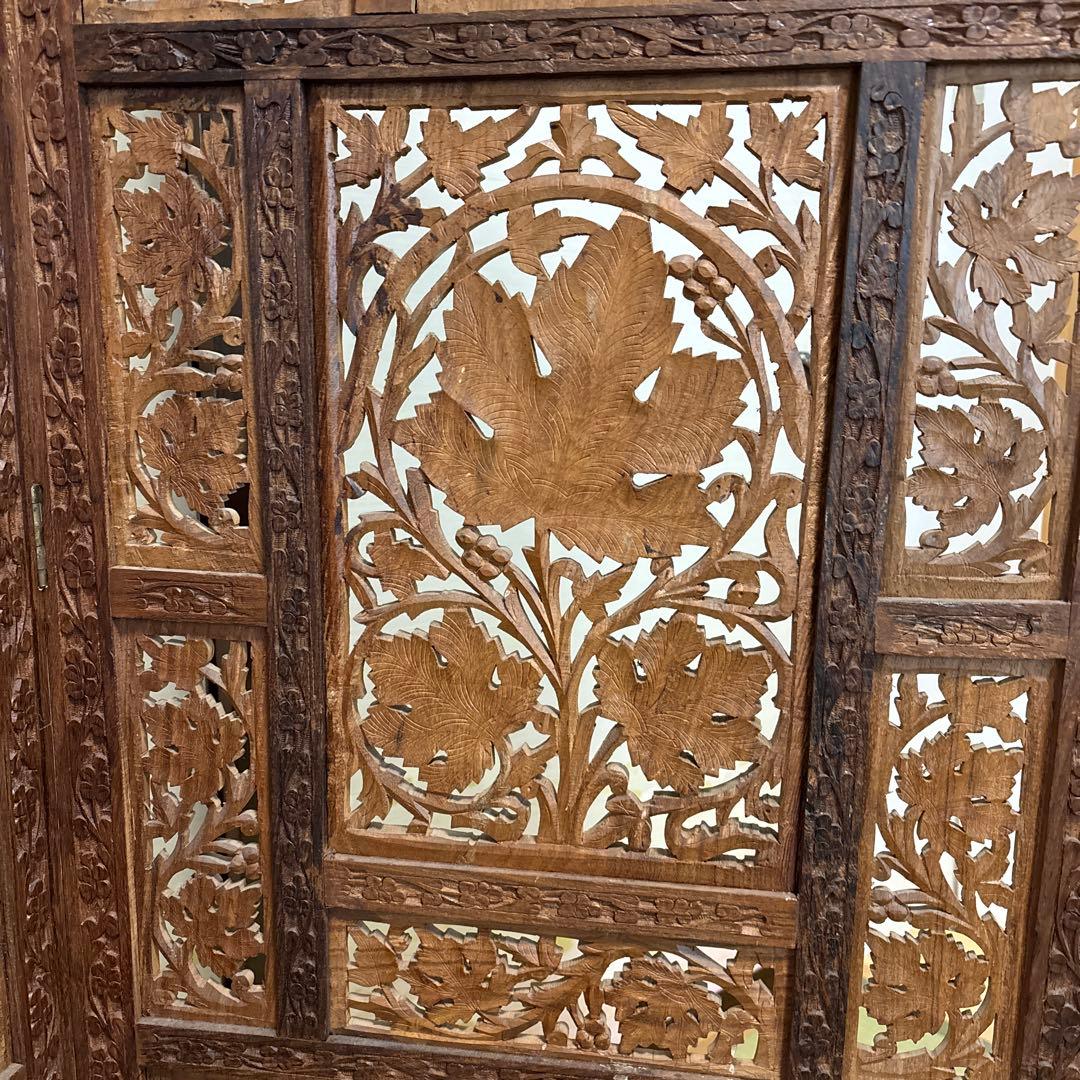 木製彫刻パーテーションアジアンスタイル