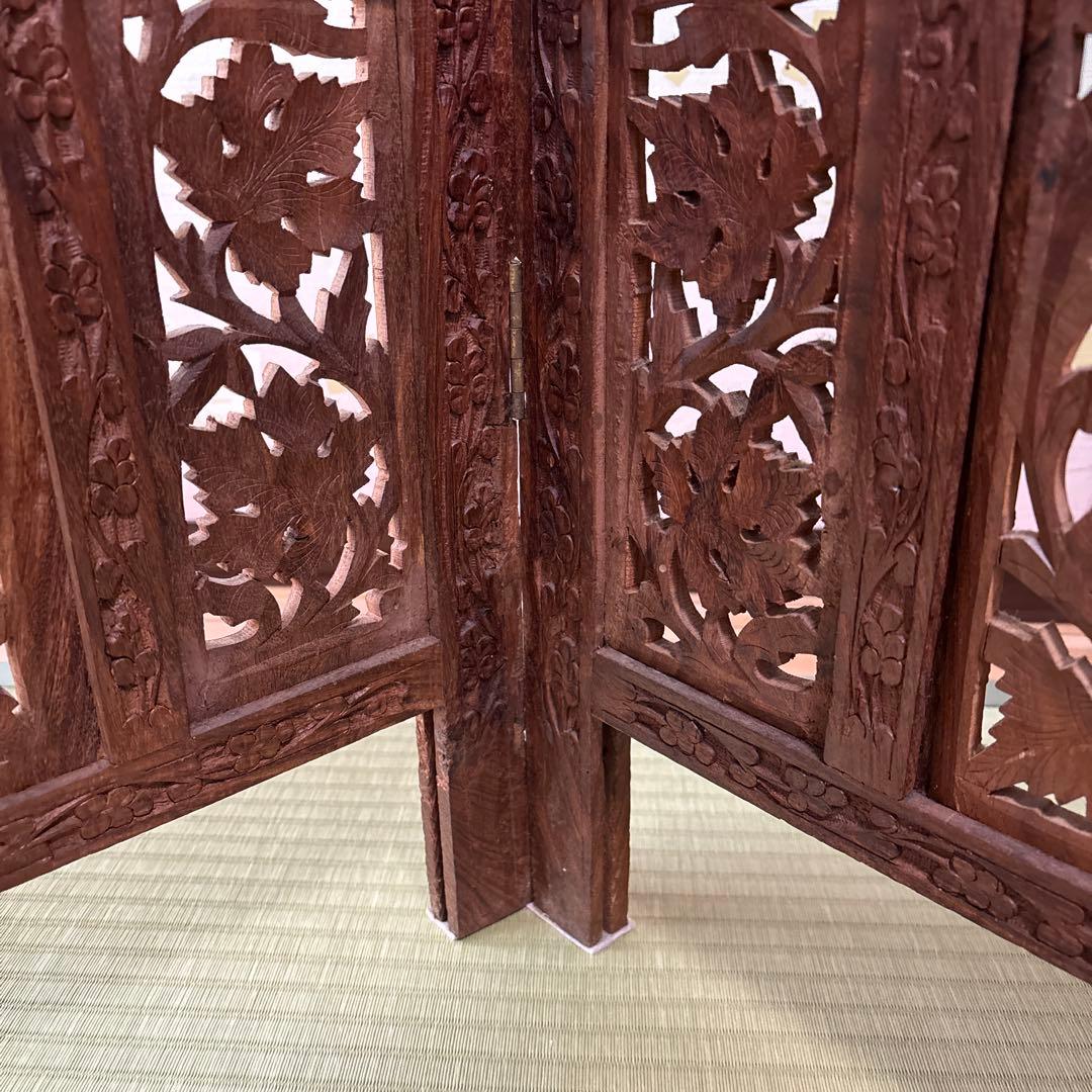 木製彫刻パーテーションアジアンスタイル