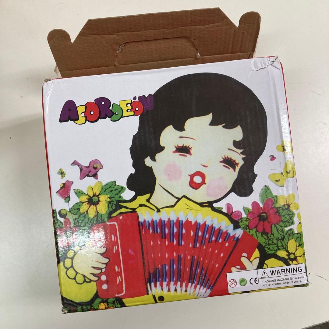 R0130-1 昭和レトロ風 アコーディオン おもちゃ 赤 玩具　6個まとめ