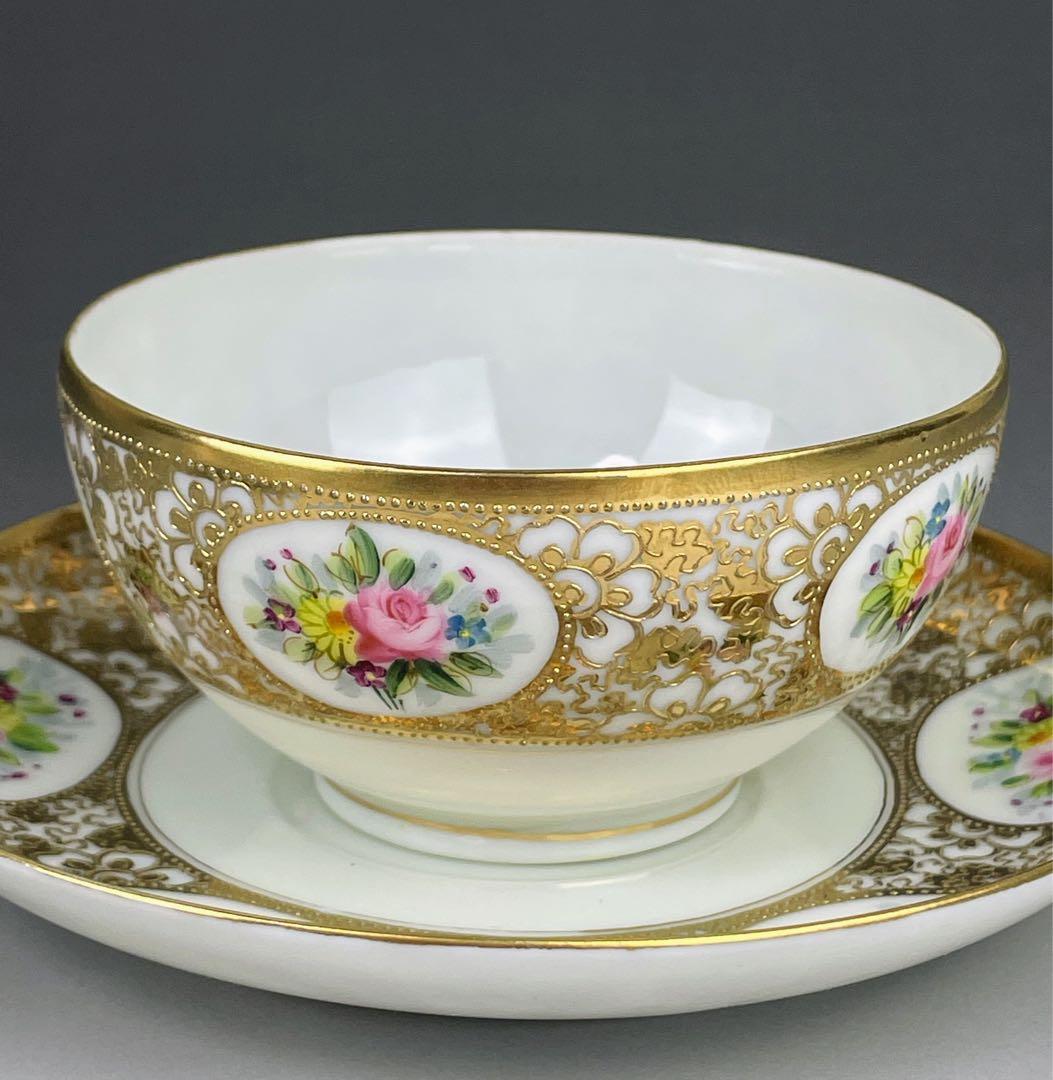 オールドニッポン エッグシェル アールヌーボ様式 ティーカップ ソーサー