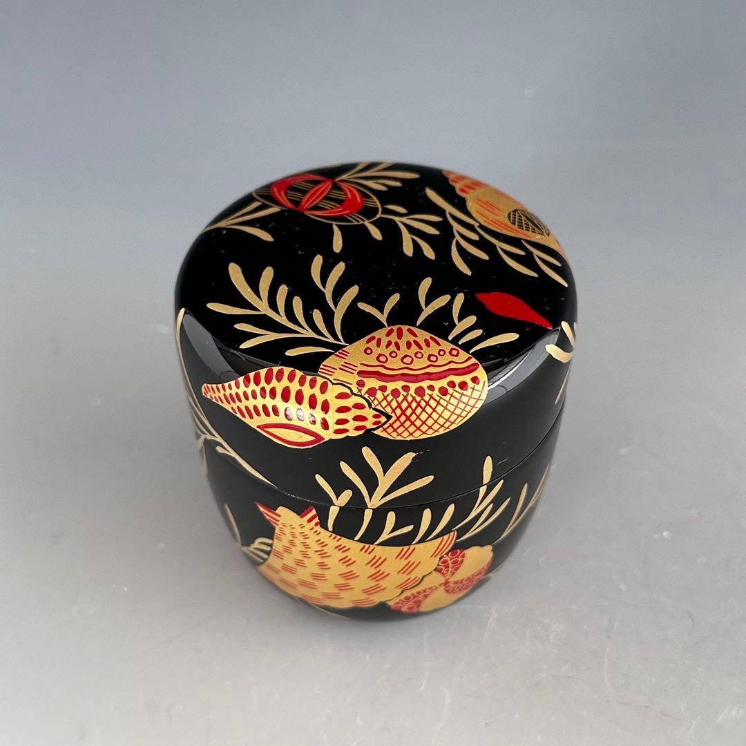茶道具　而妙斎好写　海松貝蒔絵　大棗　西村宗幸　共箱　山中塗　薄茶器　抹茶　茶会