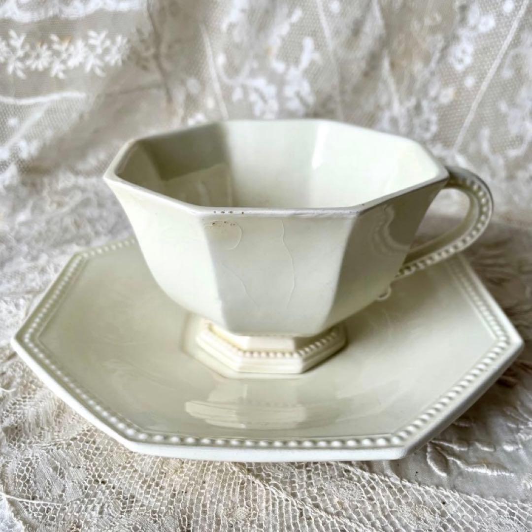 【希少】クレイユモントロー　オクトゴナルC&S カップ　フランスアンティーク