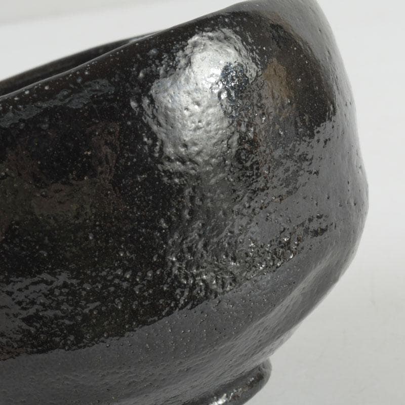 茶道具　楽焼　佐々木松楽造　黒楽茶碗　時代箱付　V　9458