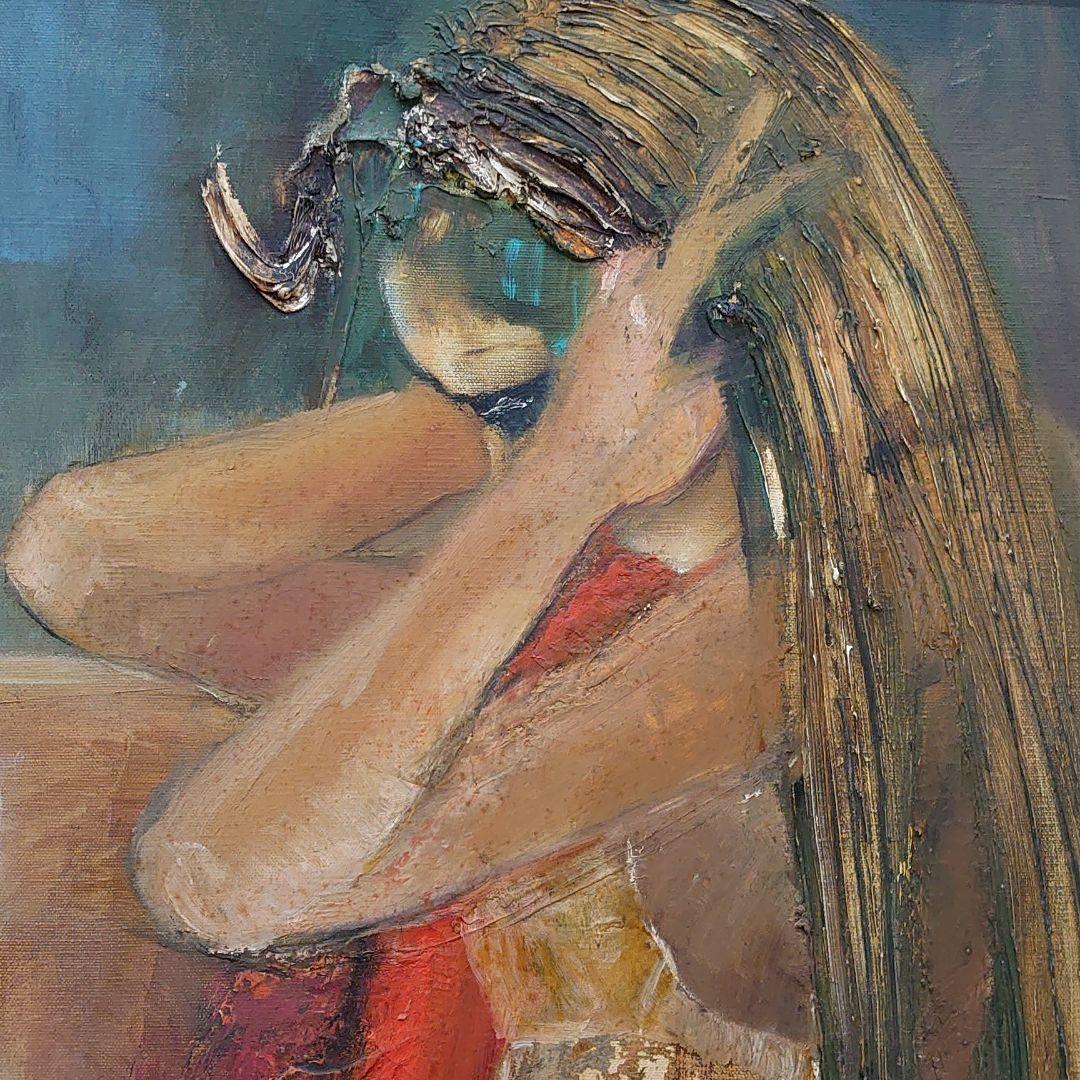 絵画 油絵 『装う』抽象画 二見純子作 100号 匿名配送