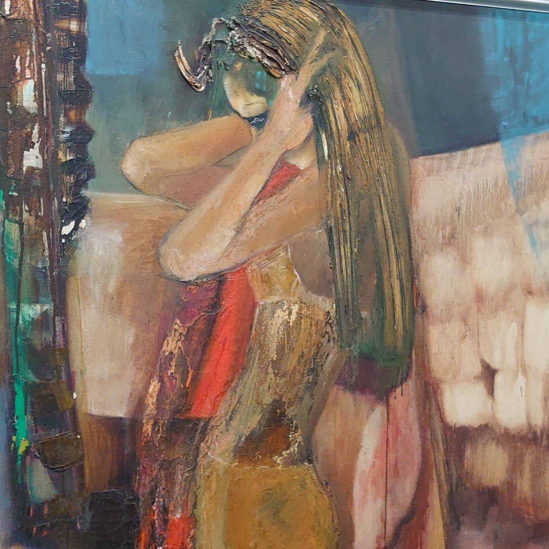 絵画 油絵 『装う』抽象画 二見純子作 100号 匿名配送