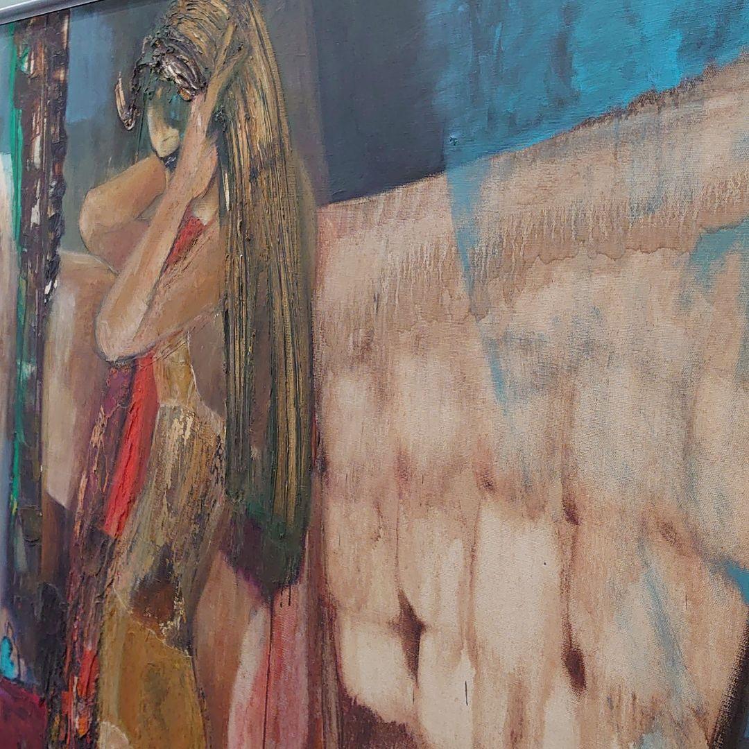 絵画 油絵 『装う』抽象画 二見純子作 100号 匿名配送