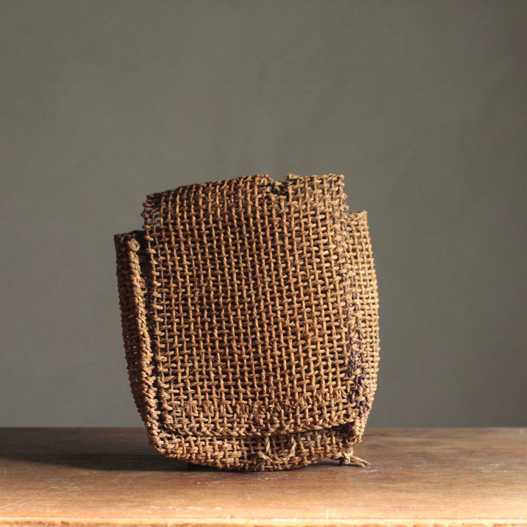 戦時中統制下 植物で編まれた 国民学校ランドセル 古道具 アンティーク オブジェ