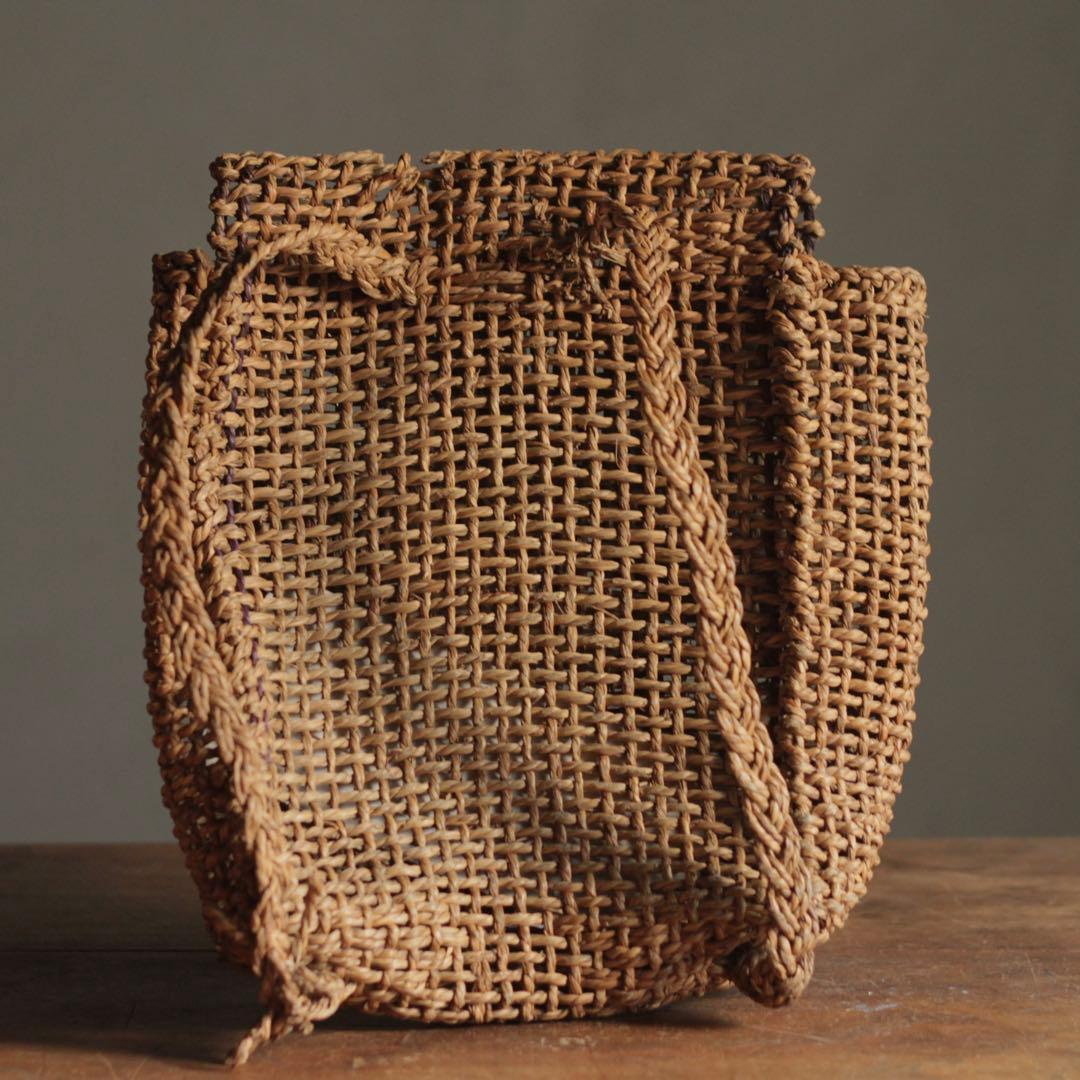 戦時中統制下 植物で編まれた 国民学校ランドセル 古道具 アンティーク オブジェ