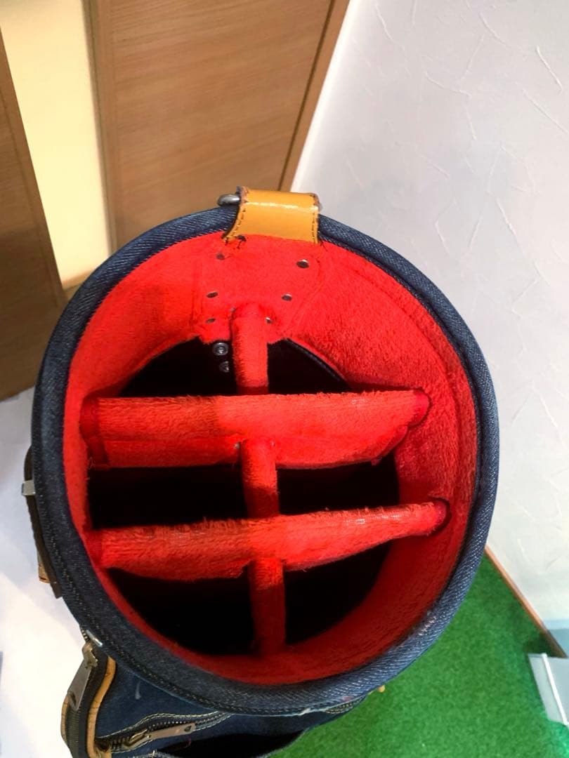 超希少　エビス　エヴィス　EVISU デニム　本革レザー　キャディバッグ