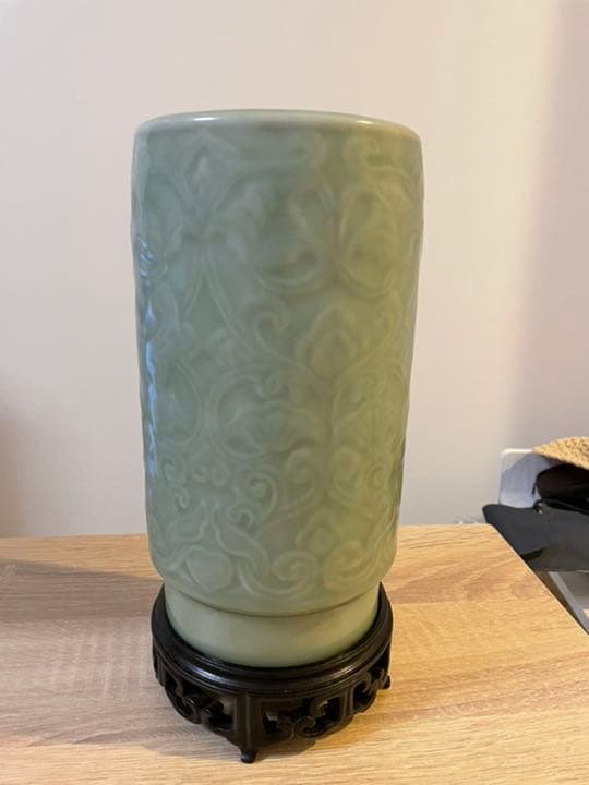 中国古玩　清代　仿龍泉窯青磁花瓶