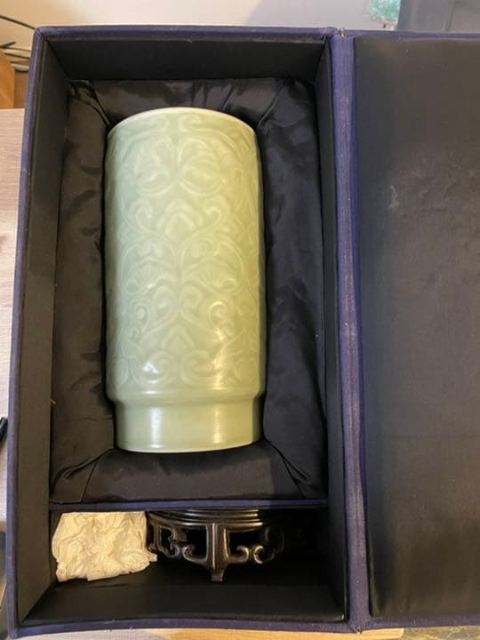 中国古玩　清代　仿龍泉窯青磁花瓶