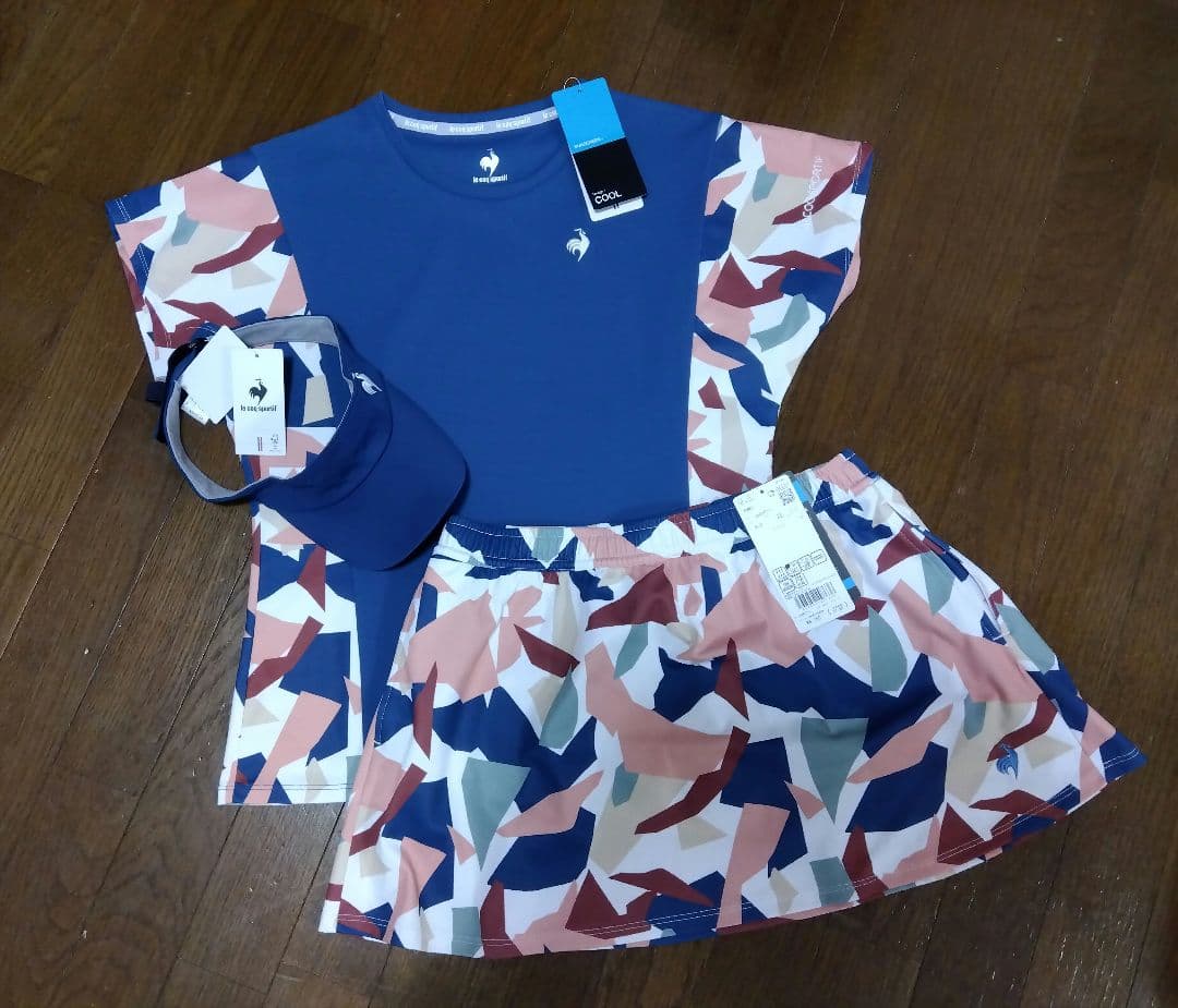 ルコック レディース グラフィックゲームシャツ.スコート.サンバイザー.セット