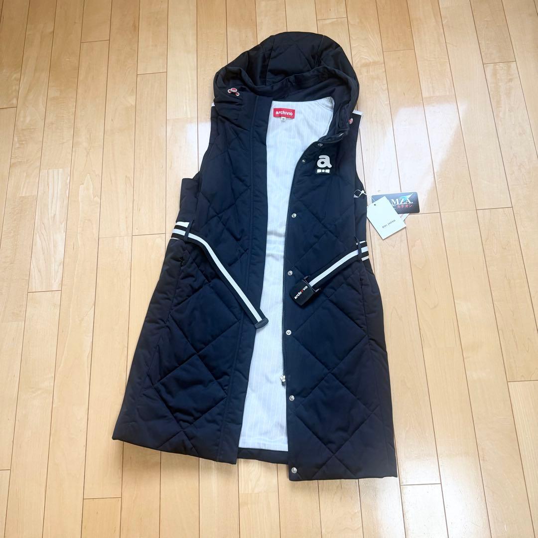 【未使用 タグ付】 アルチビオ 中綿 ワンピース ベスト ジレ ブラック36