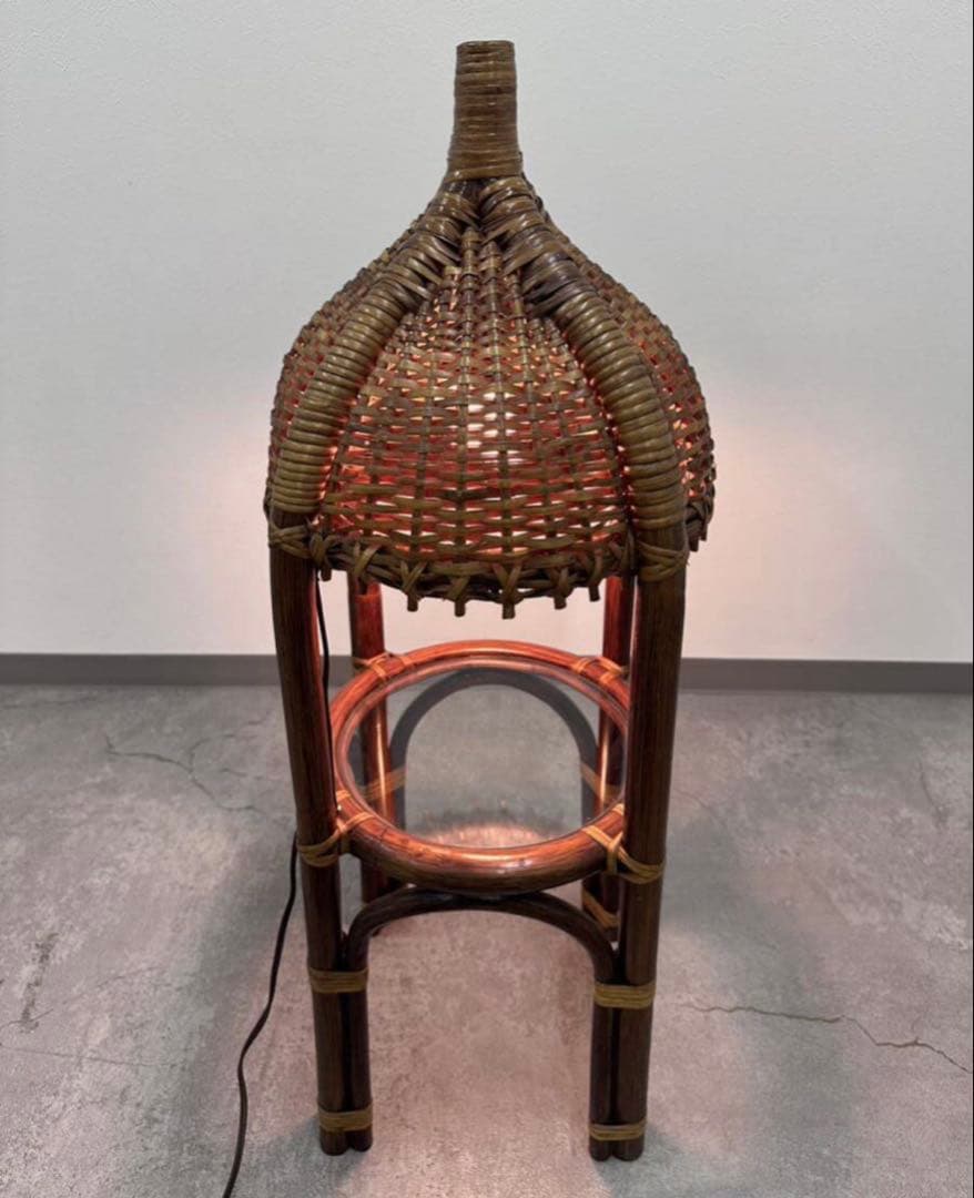 SNT539 アンティーク レトロ ビンテージ ラタンフロアスタンド　照明