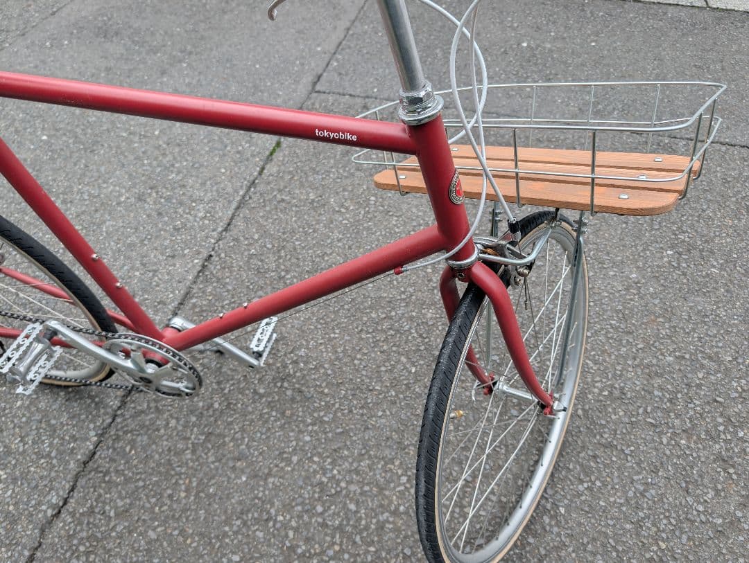 TokyoBike 26 レッドシティサイクル 木製バスケット付き