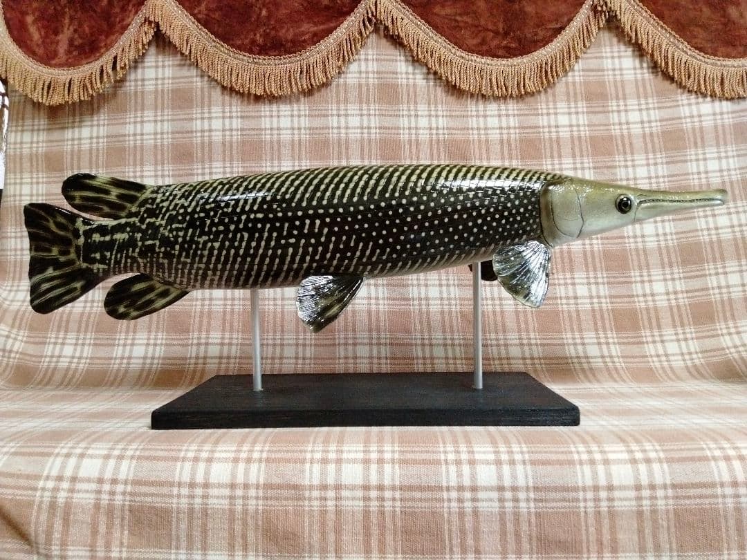 ハンドメイド　自作61cmアリゲーターガー　フィギュア　レプリカ　模型　古代魚